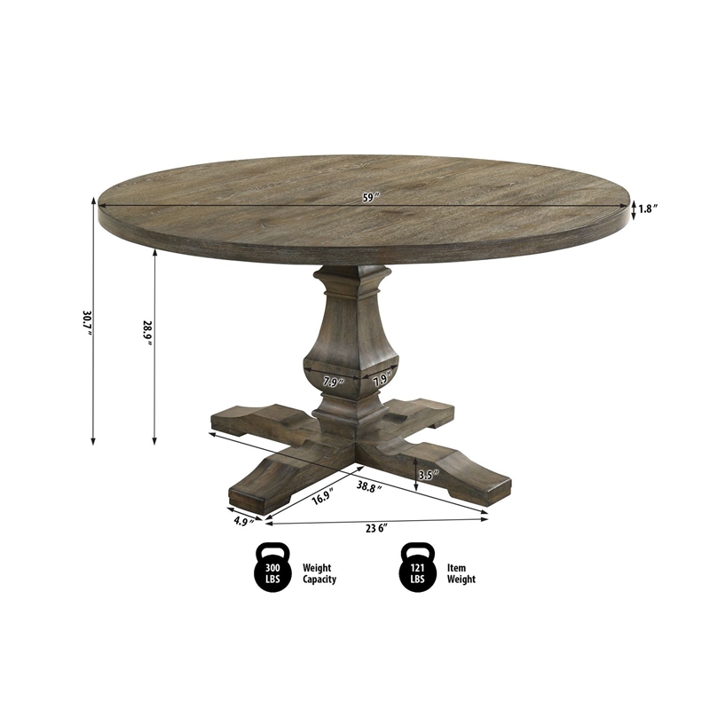 Best Master Furniture Newark Transitional Round Weather Grey Dining Table