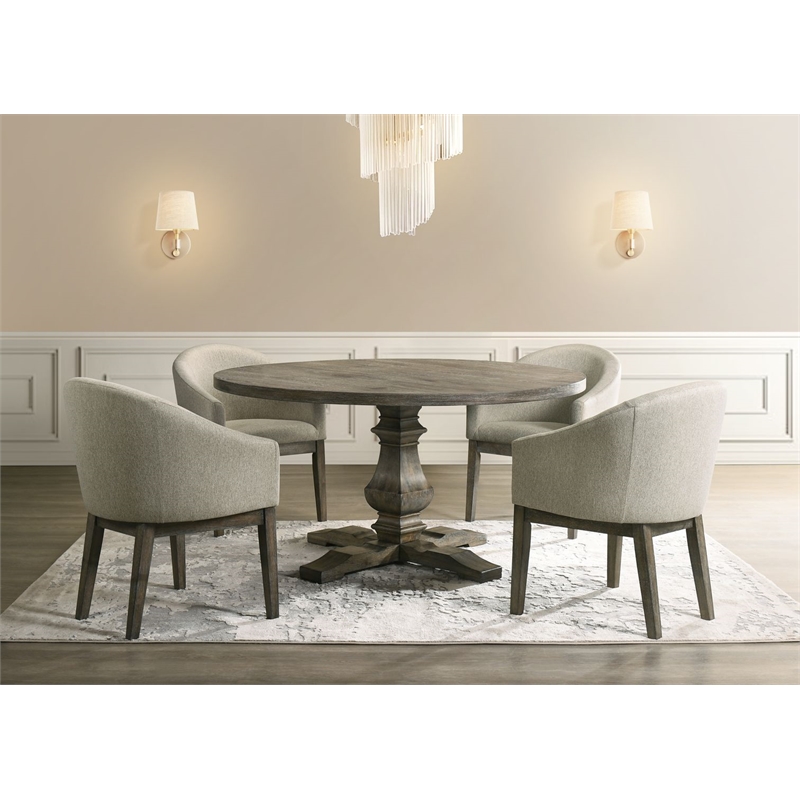 Best Master Furniture Newark Transitional Round Weather Grey Dining Table