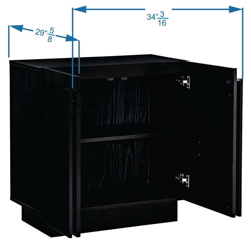 Best Master Furniture Questa Scandinavian Mid-Century 2-Door Cabinet (Black)