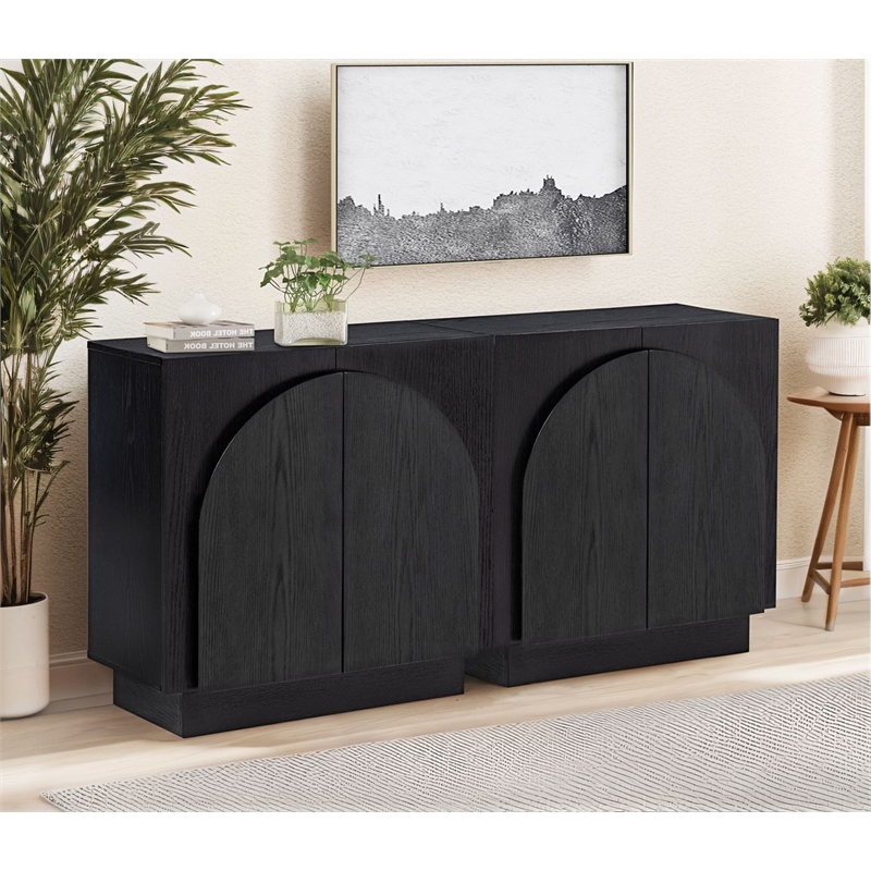 Best Master Furniture Questa Scandinavian Mid-Century 2-Door Cabinet (Black)