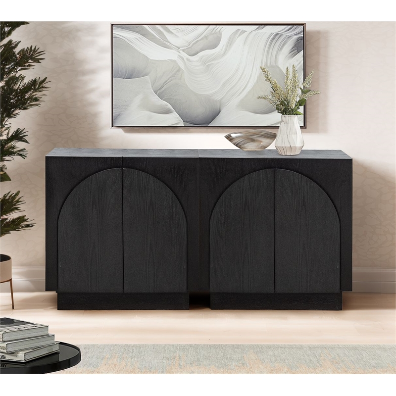 Best Master Furniture Questa Scandinavian Mid-Century 2-Door Cabinet (Black)