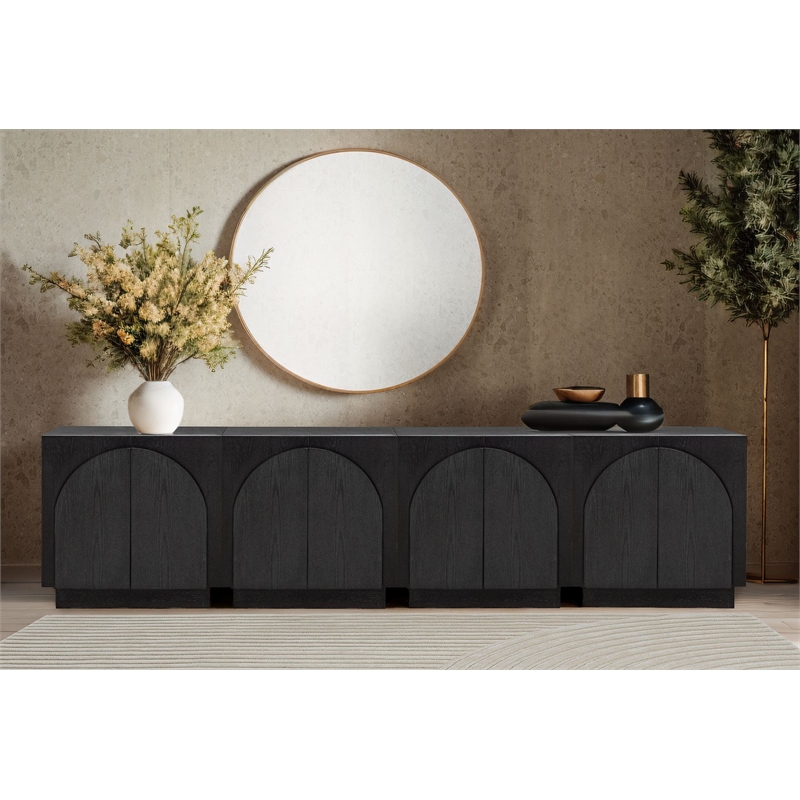 Best Master Furniture Questa Scandinavian Mid-Century 2-Door Cabinet (Black)