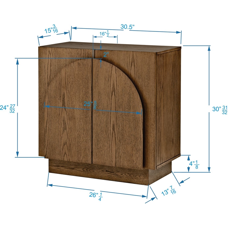 Best Master Furniture Questa Scandinavian Mid-Century 2-Door Cabinet (Brown)