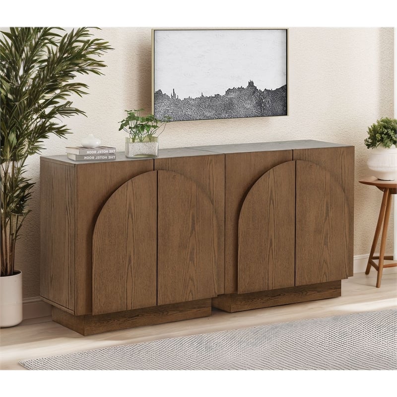 Best Master Furniture Questa Scandinavian Mid-Century 2-Door Cabinet (Brown)