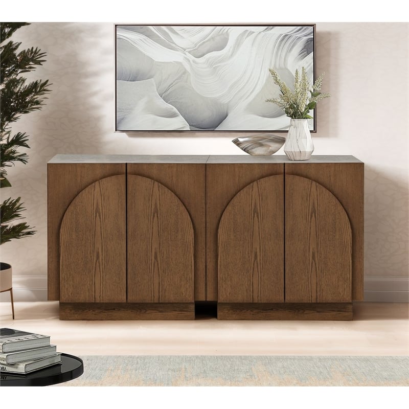 Best Master Furniture Questa Scandinavian Mid-Century 2-Door Cabinet (Brown)