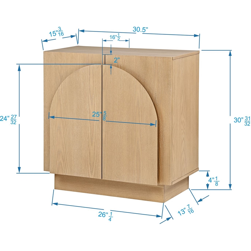 Best Master Furniture Questa Scandinavian Mid-Century 2-Door Cabinet (Light Oak)