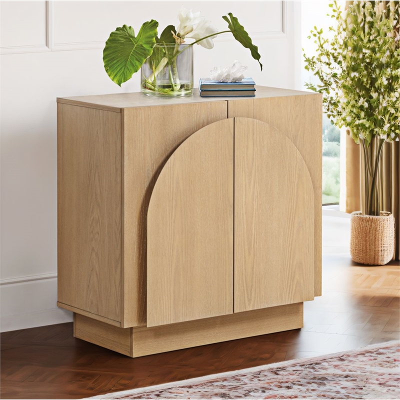 Best Master Furniture Questa Scandinavian Mid-Century 2-Door Cabinet (Light Oak)