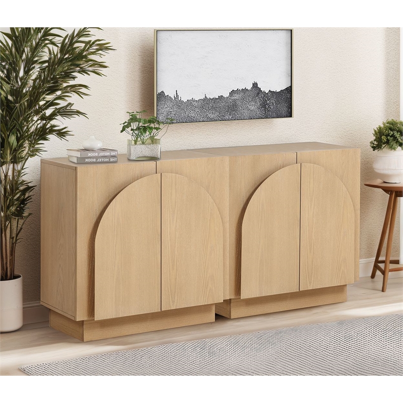 Best Master Furniture Questa Scandinavian Mid-Century 2-Door Cabinet (Light Oak)