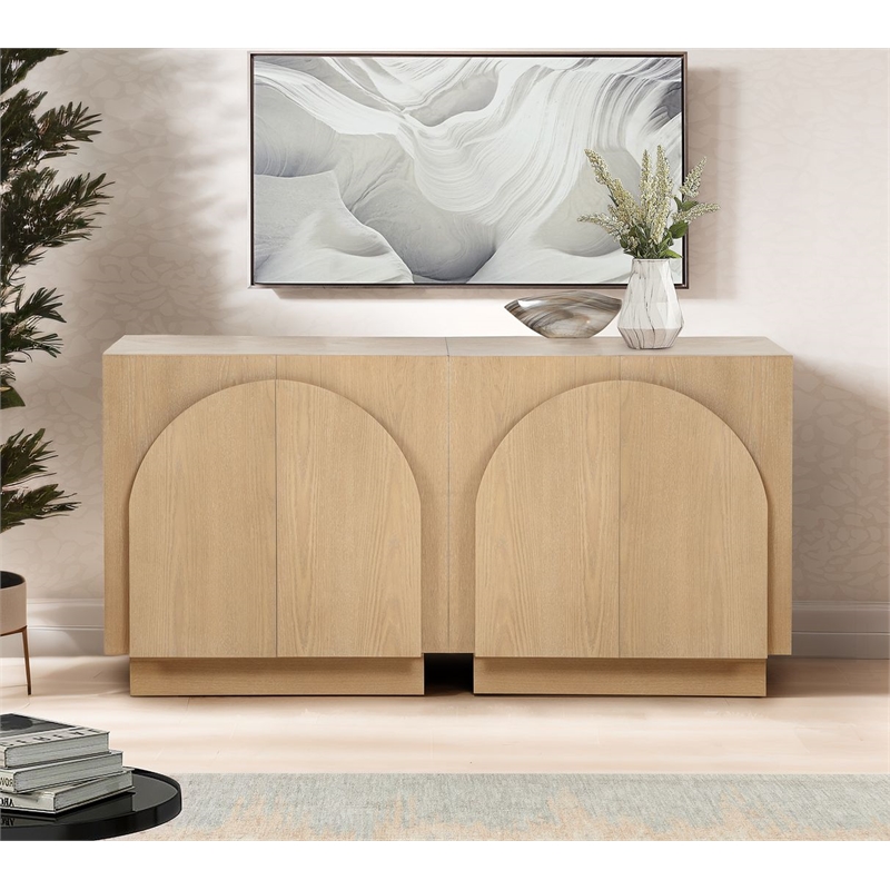 Best Master Furniture Questa Scandinavian Mid-Century 2-Door Cabinet (Light Oak)