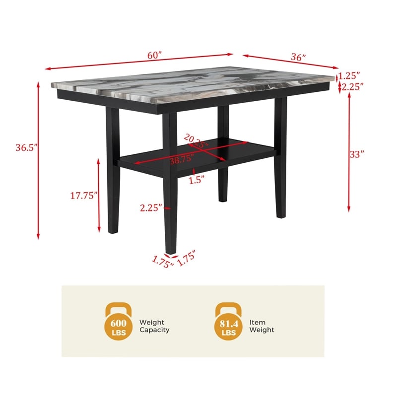 Best Master Furniture Sheridan Transitional Counter Height Dining Table