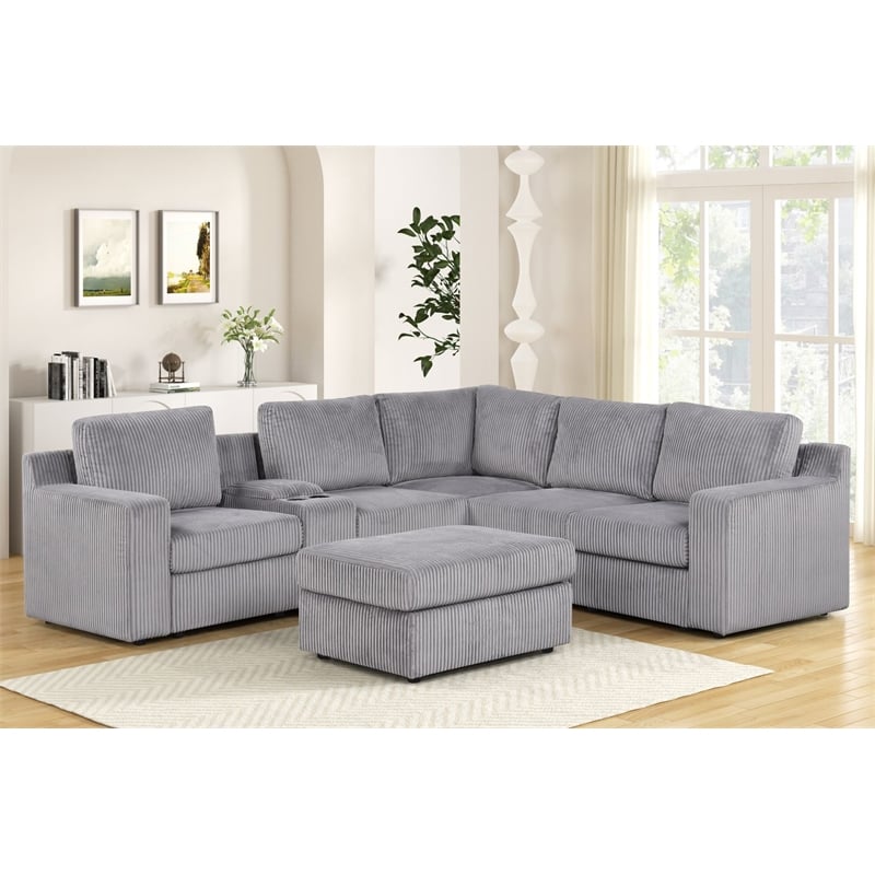 Best Master Furniture Solesse 9-Piece Contemporary Sectional Sofa (Grey)