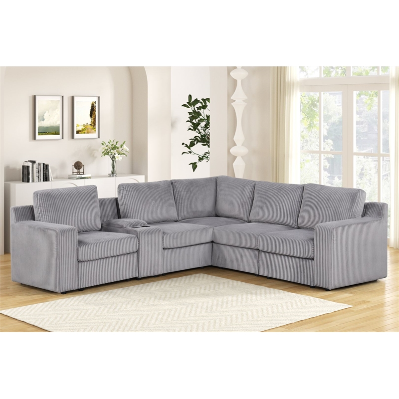 Best Master Furniture Solesse 8-Piece Contemporary Sectional Sofa (Grey)