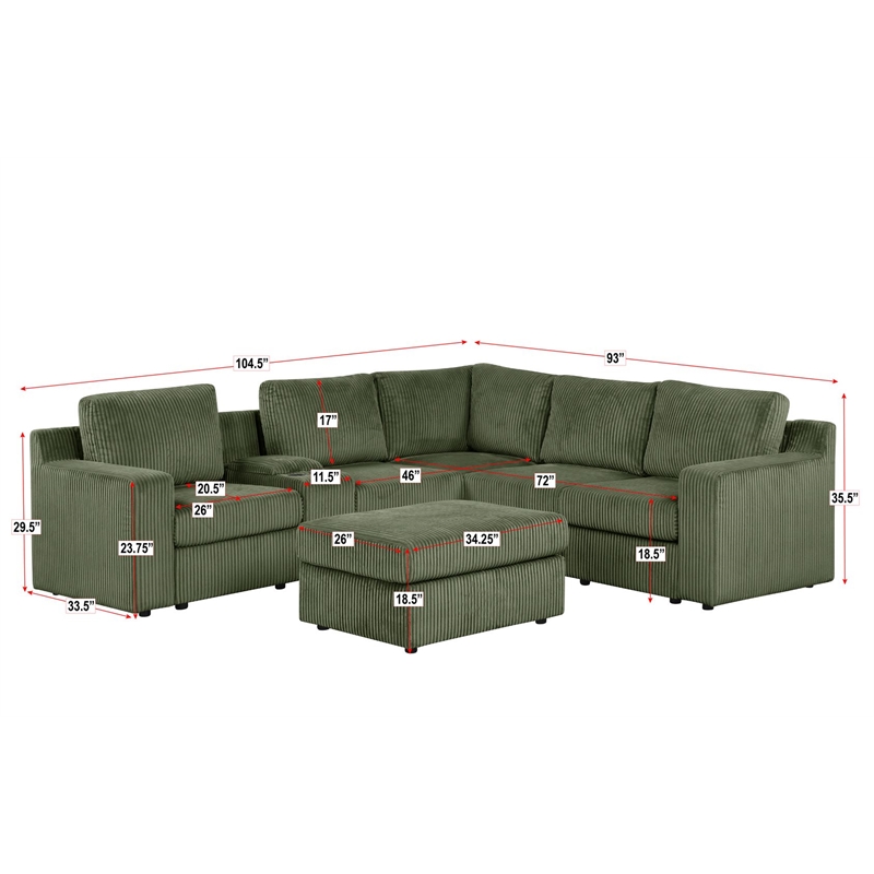 Best Master Furniture Solesse 9-Piece Contemporary Sectional Sofa (Green)