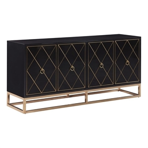 Best Master Furniture Senior 64&quot Transitional Wood Sideboard in Black/Gold