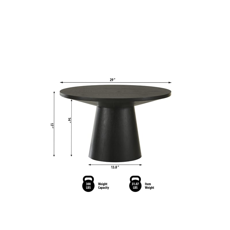 Best Master Furniture Terra Transitional Round Modern Coffee Table (Ebony Black)