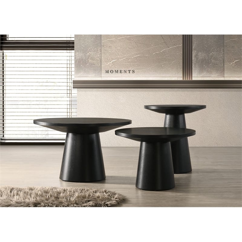 Best Master Furniture Terra Transitional Round Modern Coffee Table (Ebony Black)