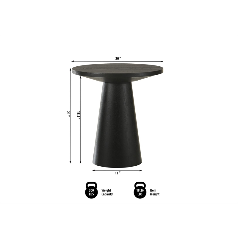Best Master Furniture Terra Transitional Modern Round Sofa Table (Ebony Black)