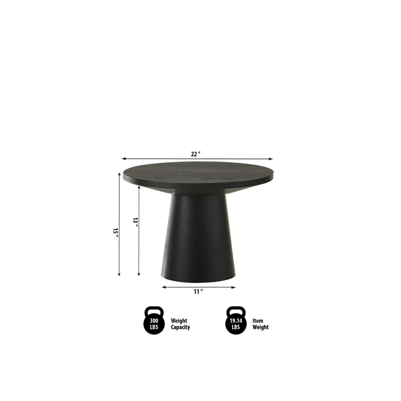 Best Master Furniture Terra Transitional Round Modern End Table (Ebony Black)