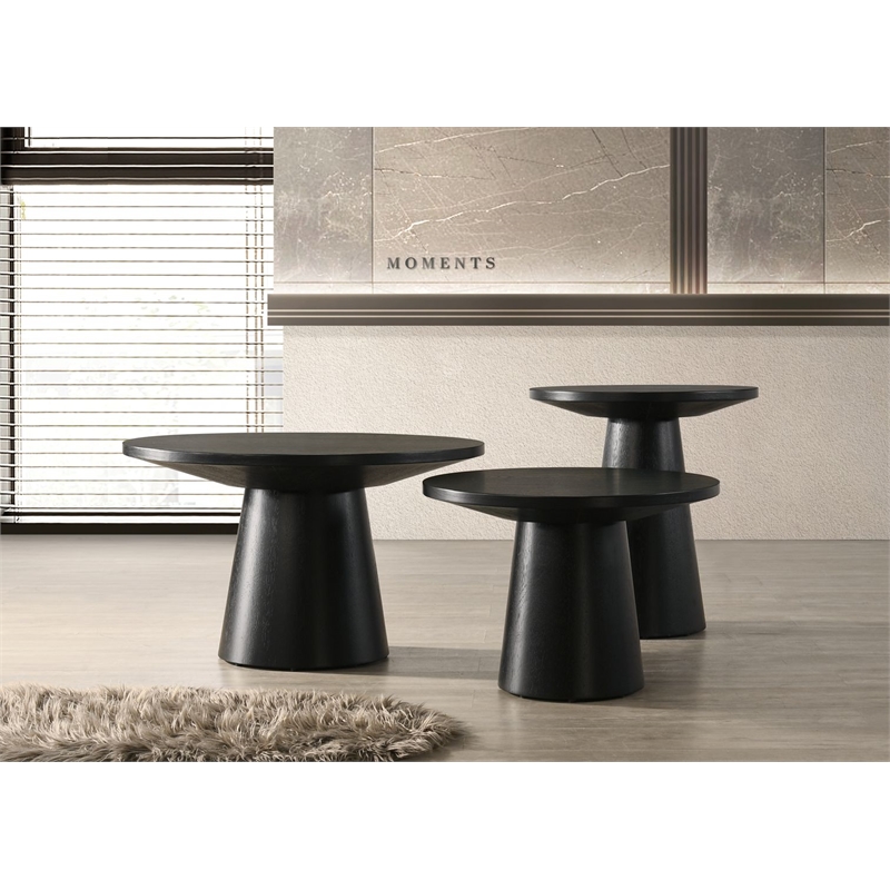 Best Master Furniture Terra Transitional Round Modern End Table (Ebony Black)