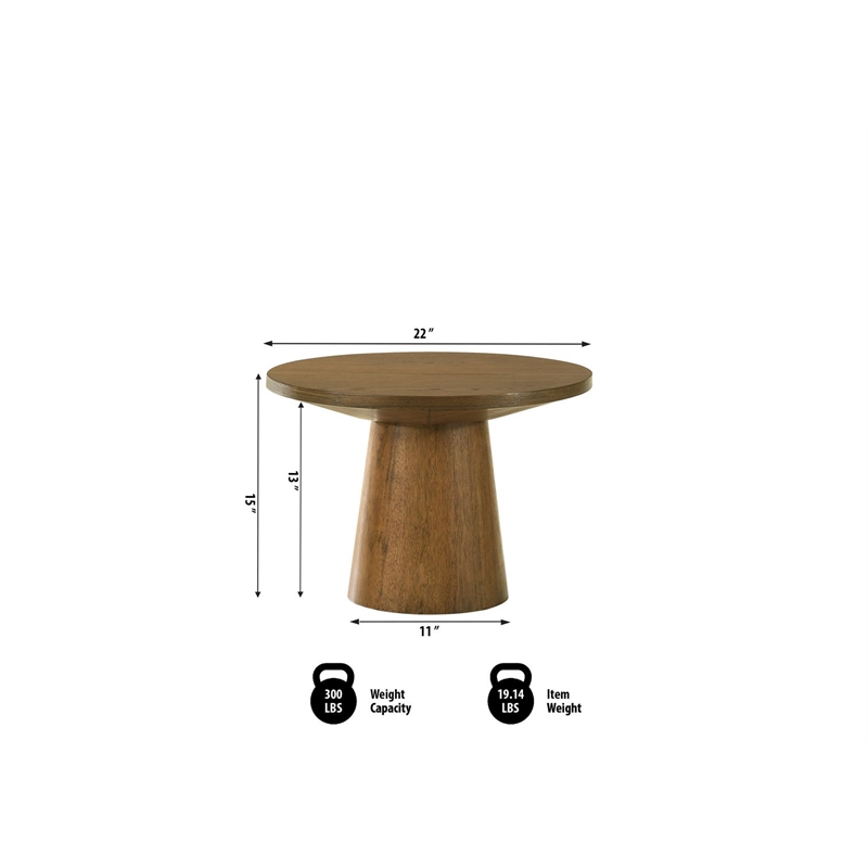 Best Master Furniture Terra Transitional Round Modern End Table (Walnut)