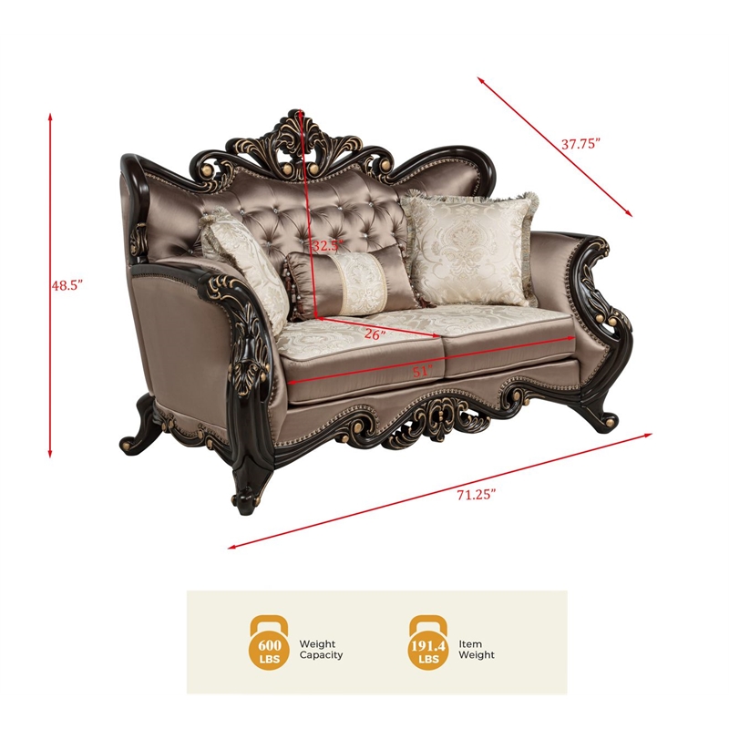 Best Master Furniture Tlerra Victorian Traditional Desert Sand Loveseat