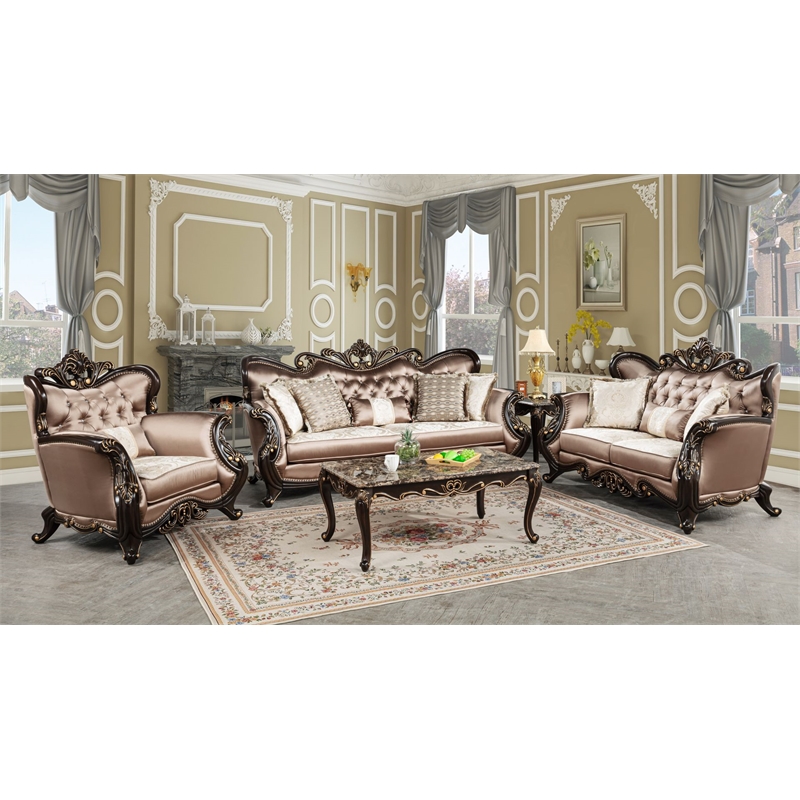 Best Master Furniture Tlerra Victorian Traditional Desert Sand Loveseat