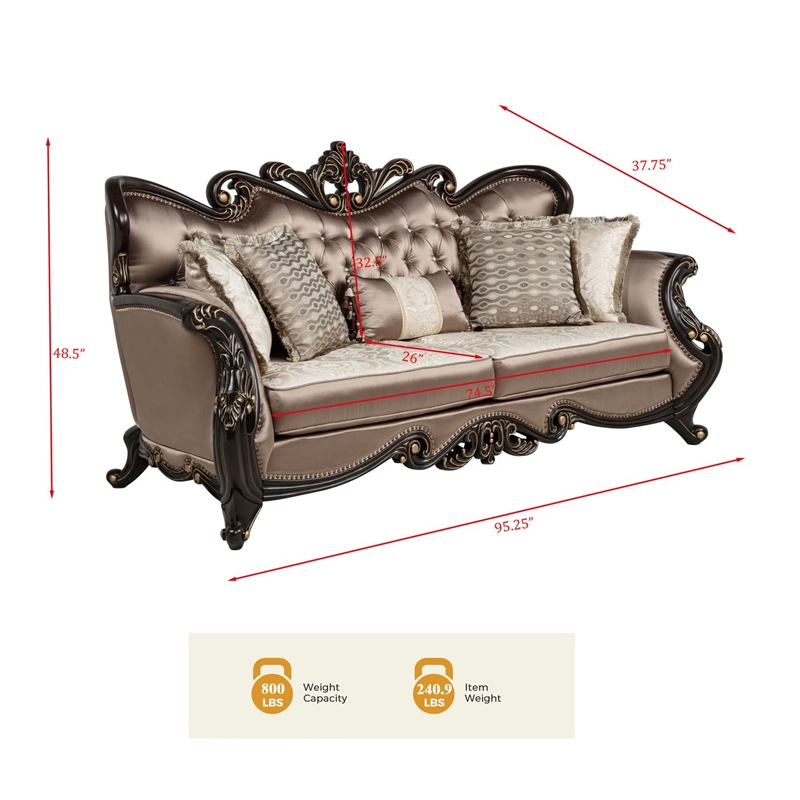 Best Master Furniture Tlerra Victorian Traditional Desert Sand Living Room Sofa