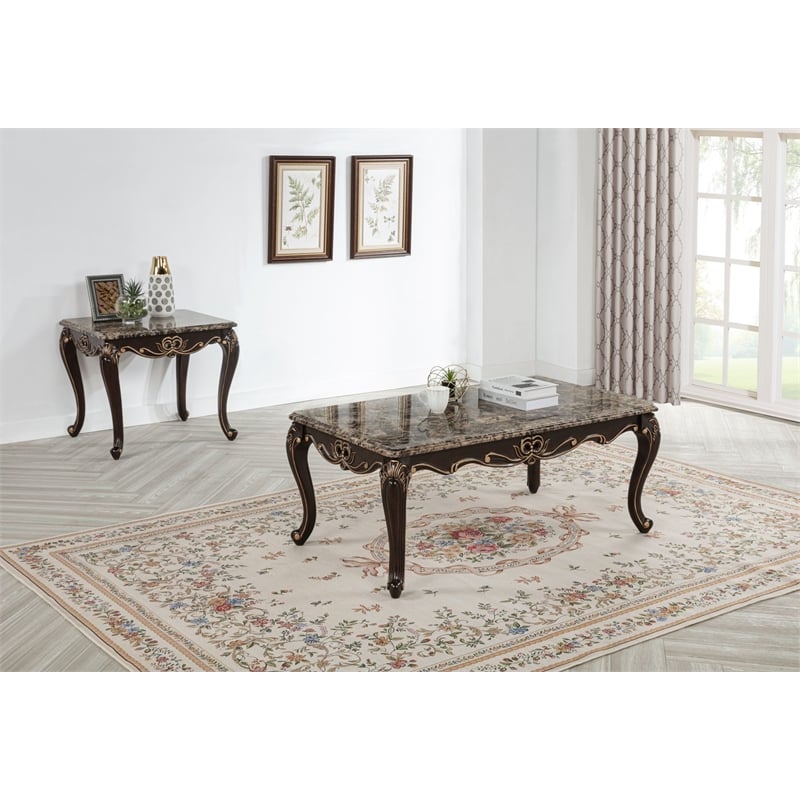 Best Master Furniture Tlerra Victorian Traditional Brown Espresso Coffee Table