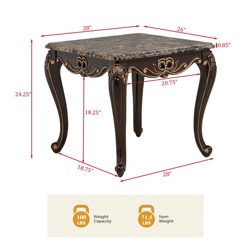 Best Master Furniture Tlerra Victorian Traditional Brown Espresso End Table