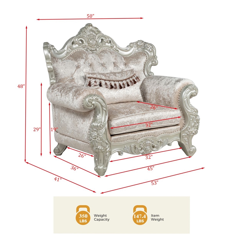 Best Master Furniture Tlerra Victorian Traditional Champagne Living Room Chair