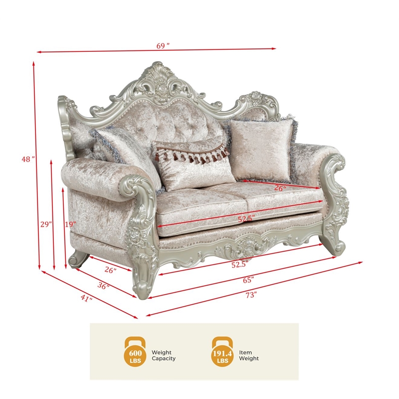 Best Master Furniture Tlerra Victorian Traditional Champagne Loveseat