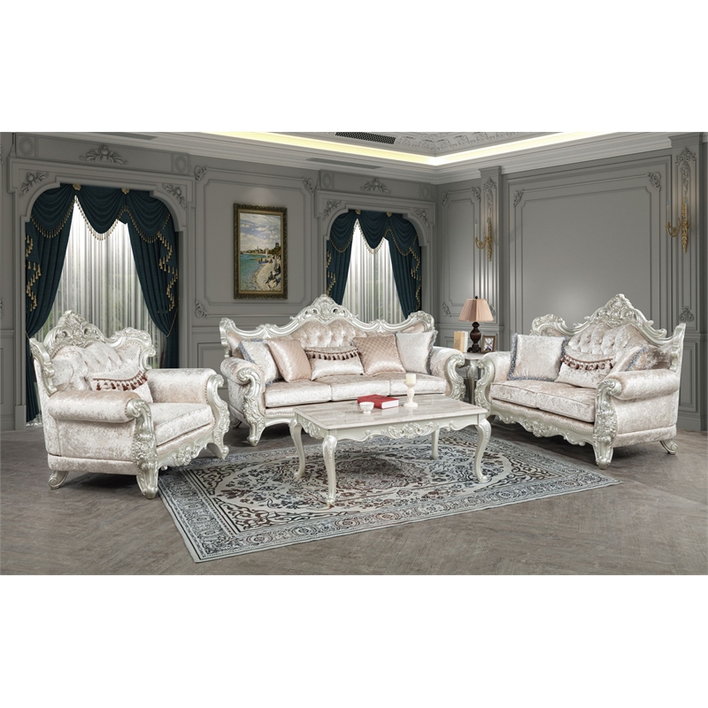 Best Master Furniture Tlerra Victorian Traditional Champagne Loveseat