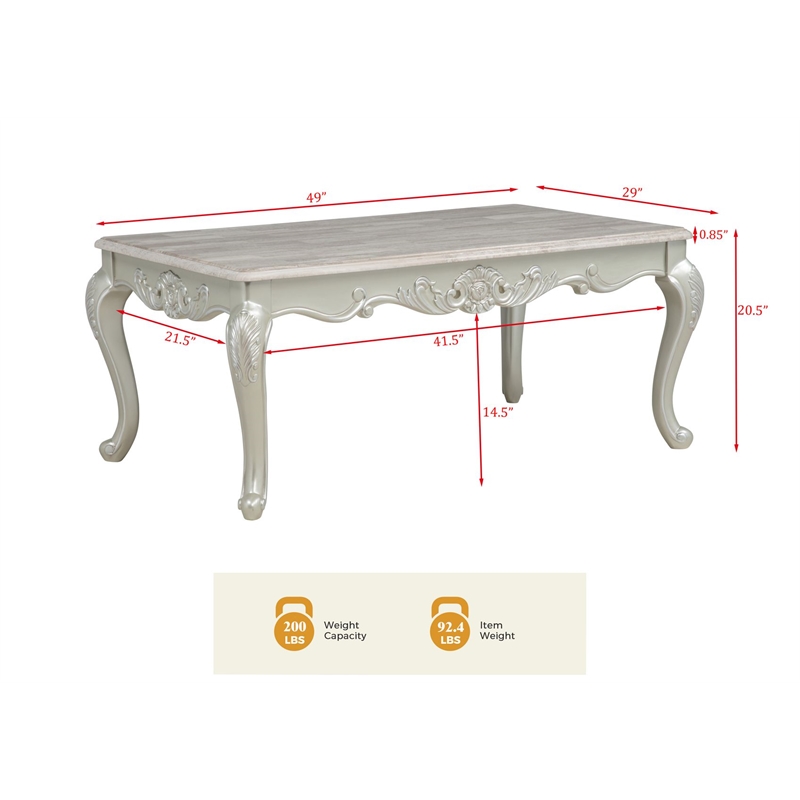 Best Master Furniture Tlerra Victorian Traditional Spring Bud Frame Coffee Table