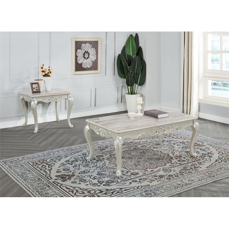 Best Master Furniture Tlerra Victorian Traditional Spring Bud Frame Coffee Table