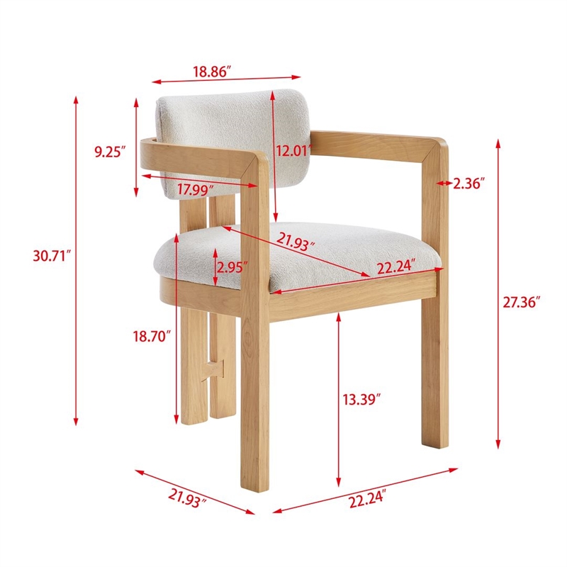 Best Master Furniture Tappelle Mid-Century Natural Dining Arm Chair (Set of 2)