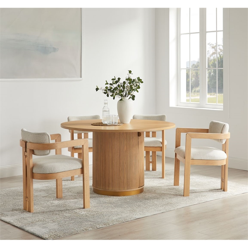 Best Master Furniture Tappelle Mid-Century Natural Dining Arm Chair (Set of 2)