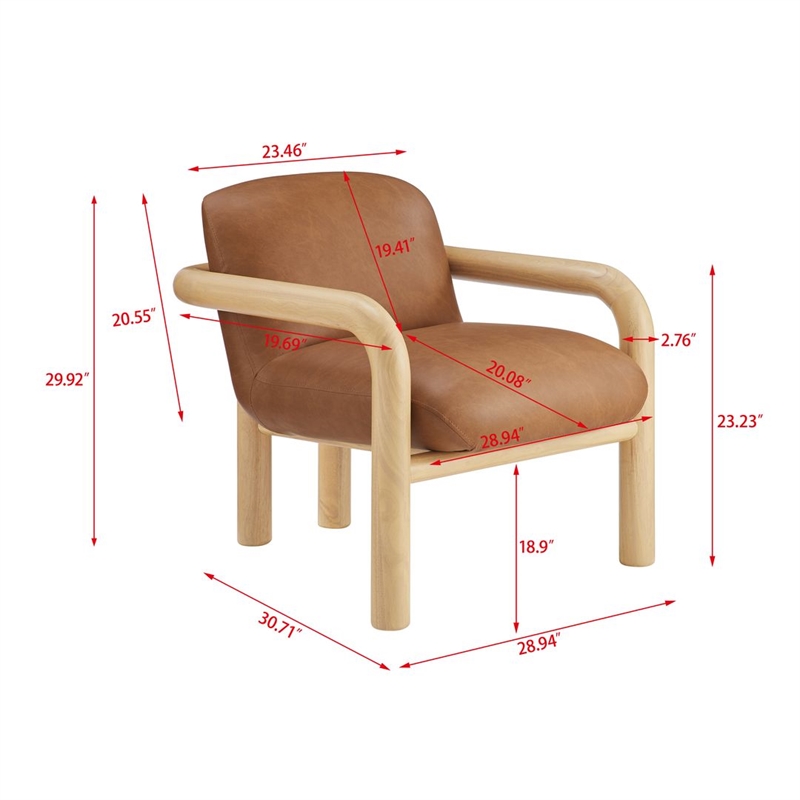 Best Master Furniture Tapporo Mid-Century Modern Natural Accent Chair (Set of 1)