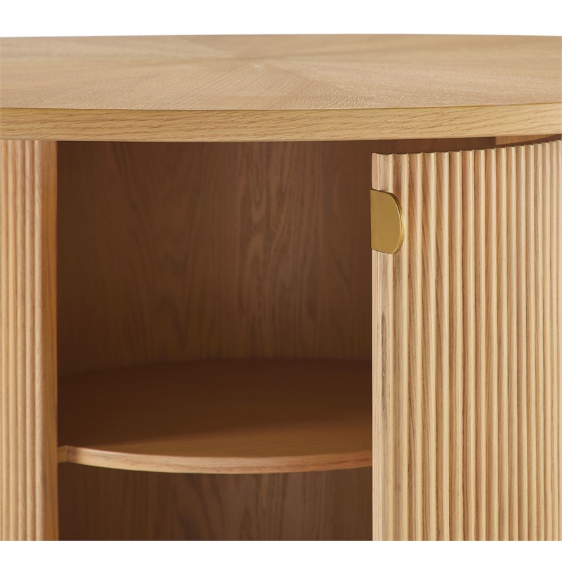 Best Master Furniture Tappelle Mid-Century Round Storage Dining Table (Natural)