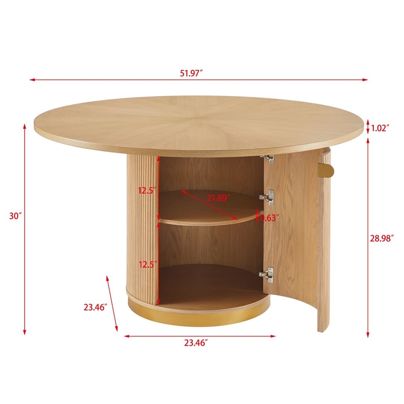 Best Master Furniture Tappelle Mid-Century Round Storage Dining Table (Natural)