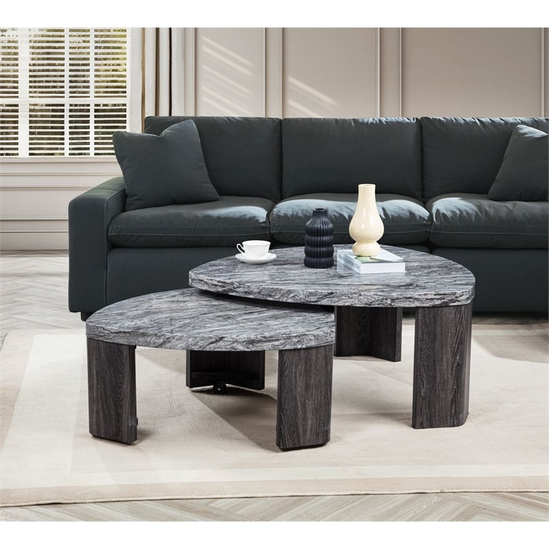 Best Master Furniture Tvoro Modern 2-Piece Swivel Nesting Coffee Table Set
