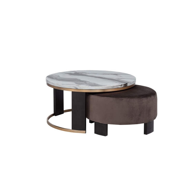 Best Master Furniture Tvano Modern 2-Piece Nesting Coffee Table with Stool