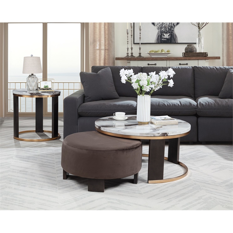 Best Master Furniture Tvano Modern 2-Piece Nesting Coffee Table with Stool
