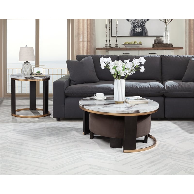 Best Master Furniture Tvano Modern 2-Piece Nesting Coffee Table with Stool