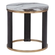 Best Master Furniture Tvano Modern Round End Table with Gold Trim and Espresso