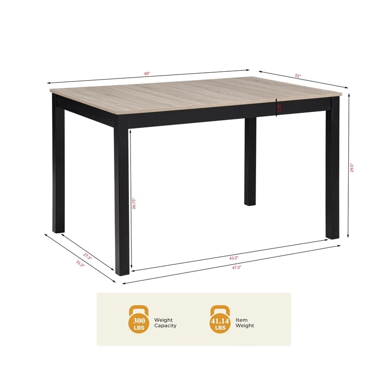 Best Master Furniture Yvonne Transitional Rectangle Dining Table