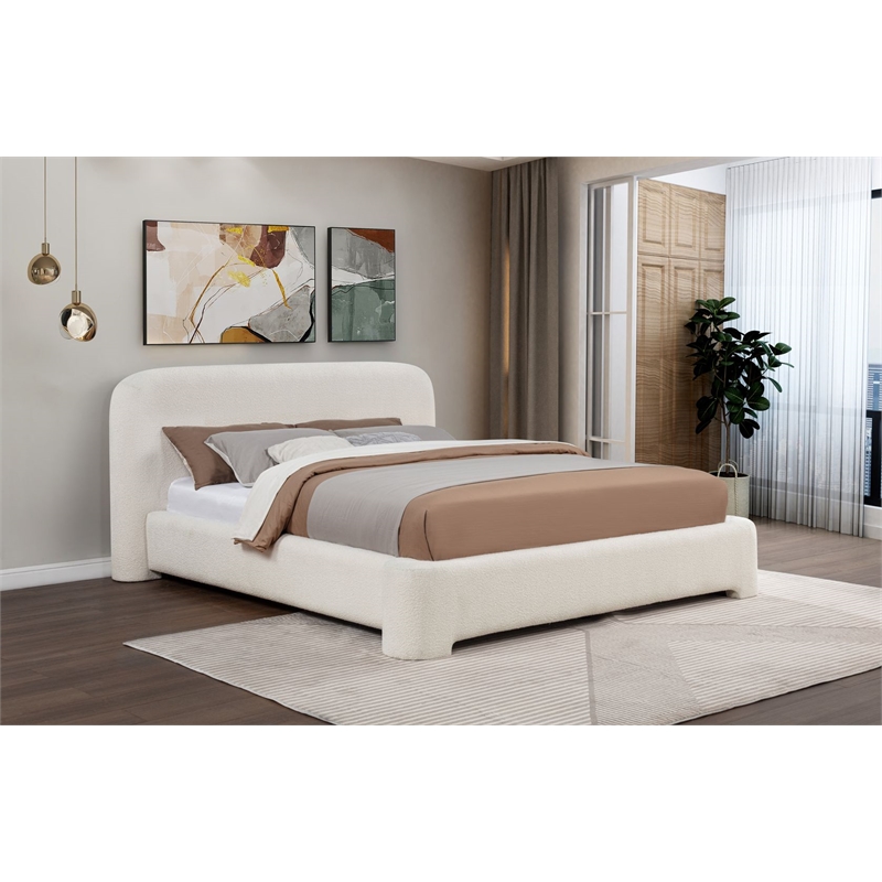 Best Master Furniture Avera Upholstered Burlap Bed Frame (California King/Cream)