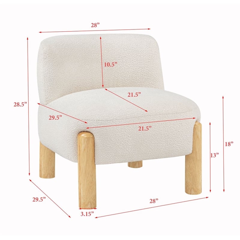 Best Master Furniture Calisto Modern Scandinavian Accent Chair Set of 1 (Cream)