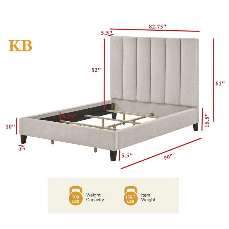 Best Master Furniture Talero Upholstered Bed Frame (Eastern King/ Wheat Beige)