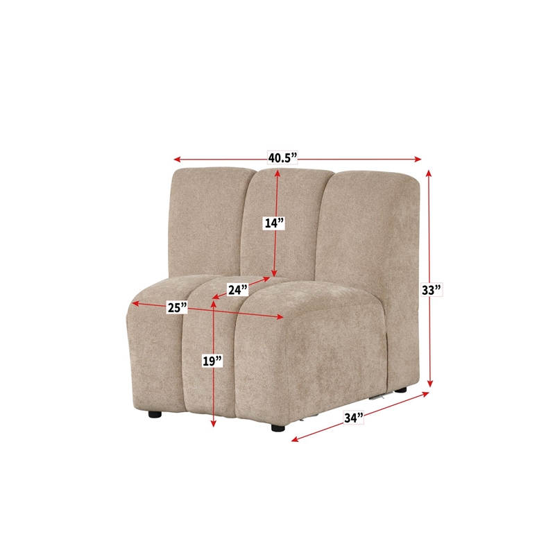 Best Master Furniture Sullessa Modular Armless Accent Chair Set of 1 (Camel)