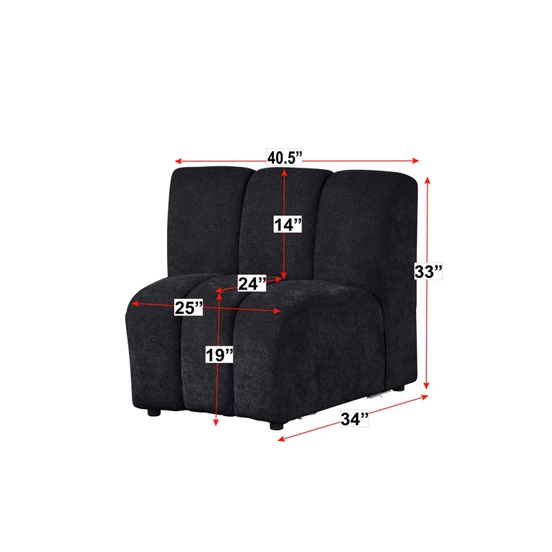 Best Master Furniture Sullessa Modular Armless Accent Chair Set of 1 (Black)